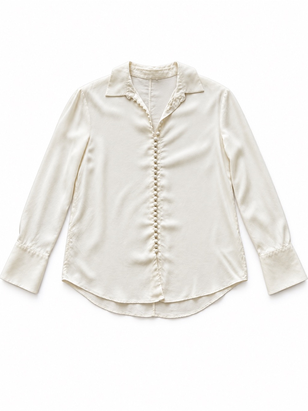 Club Monaco 100% Silk Ivory Button Front Blouse Size M